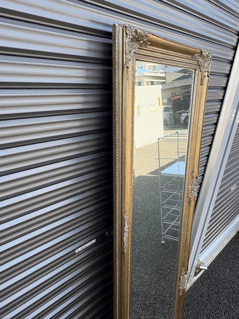 【直接引取り限定】アンティーク調　スタンドミラー　姿見　壁掛け　鏡　ロココ調