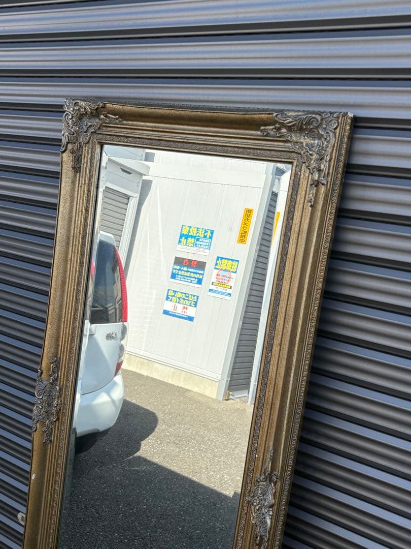 【直接引取り限定】アンティーク調　スタンドミラー　姿見　壁掛け　鏡　ロココ調