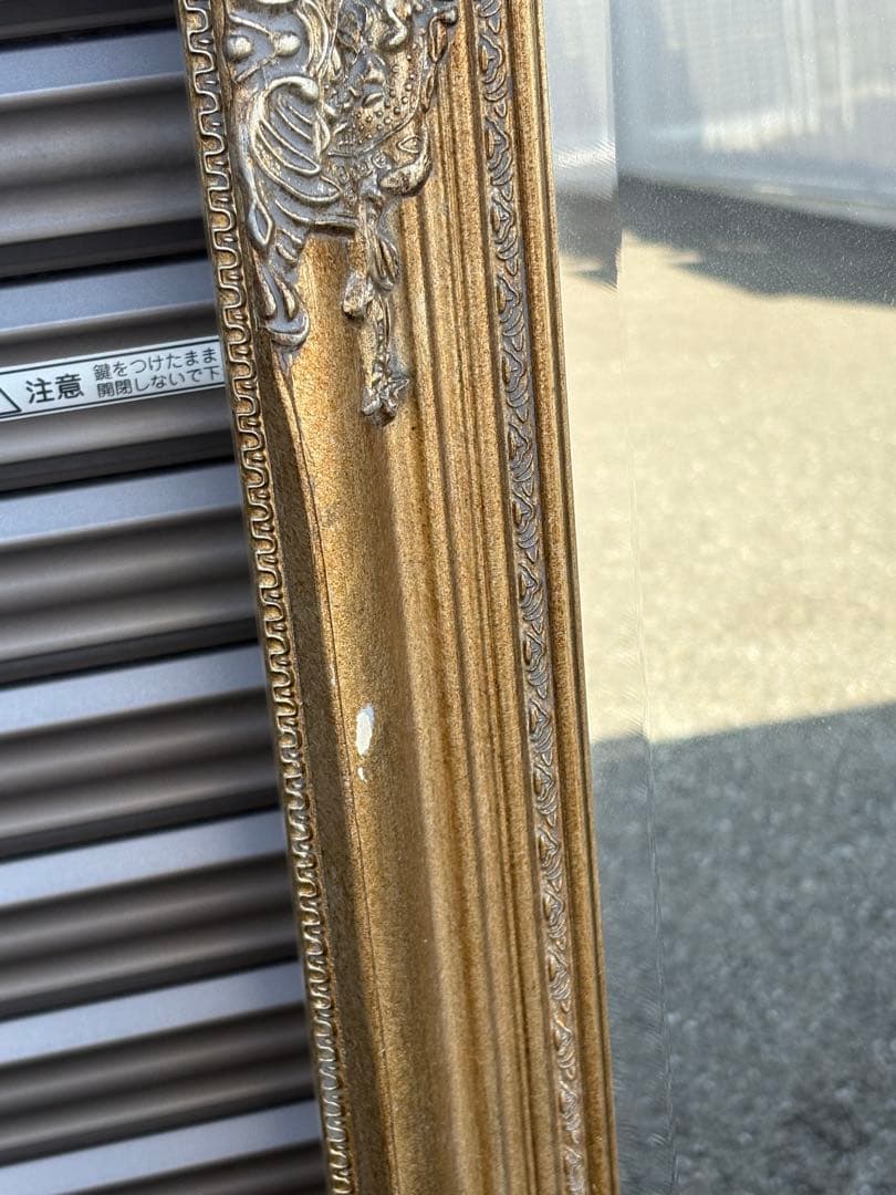 【直接引取り限定】アンティーク調　スタンドミラー　姿見　壁掛け　鏡　ロココ調