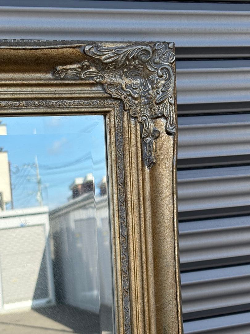 【直接引取り限定】アンティーク調　スタンドミラー　姿見　壁掛け　鏡　ロココ調