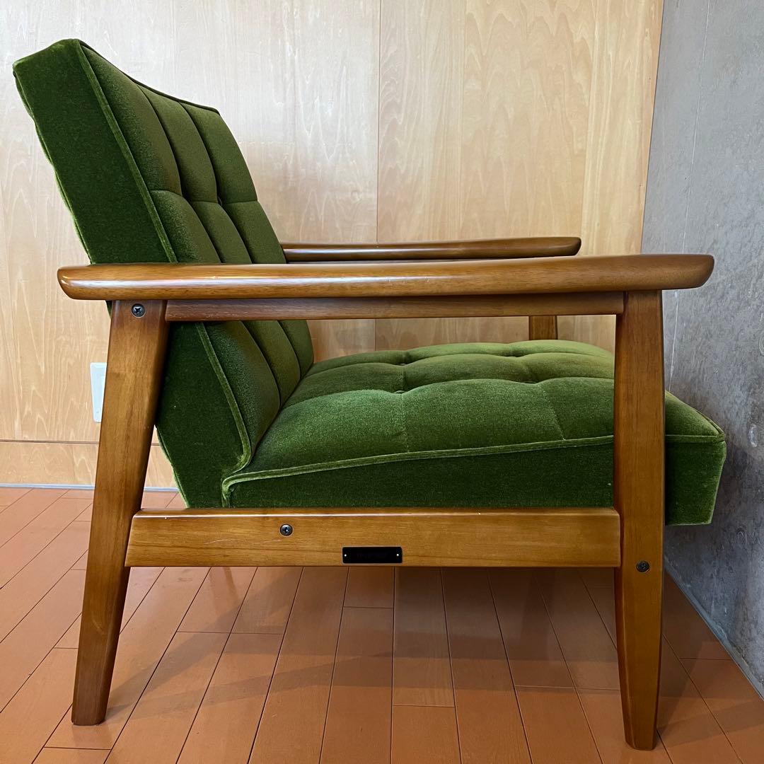 カリモク60 一人掛けソファ　モケットグリーン