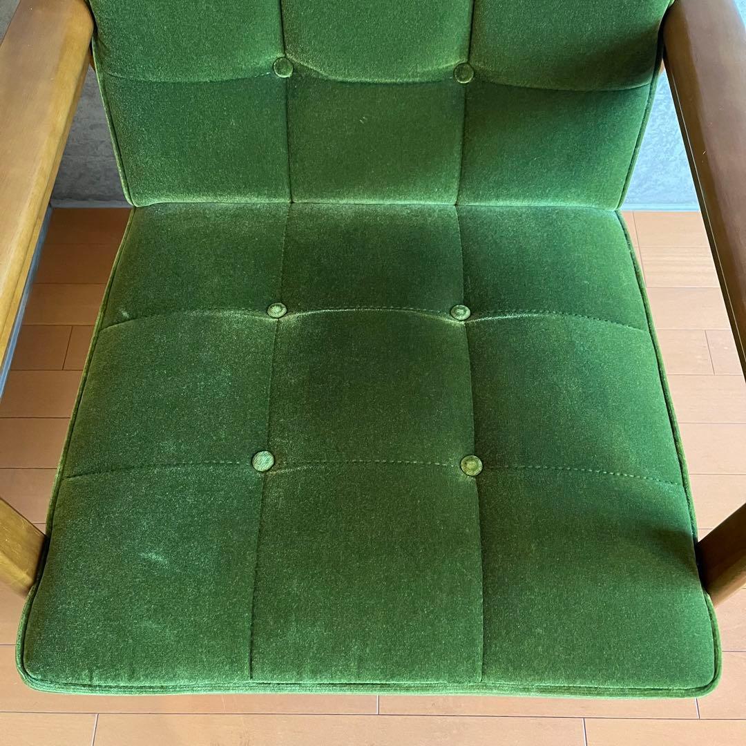 カリモク60 一人掛けソファ　モケットグリーン