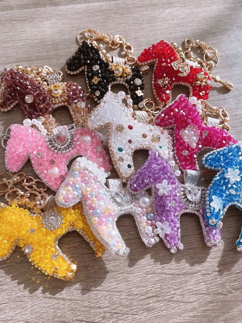 No.5シリーズ•ᴗ•✿BLACK】 お馬さん ハンドメイド バッグチャーム