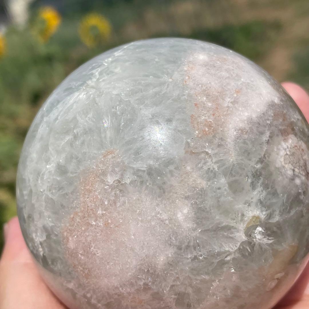 ★とても大きな子です★プラシオライト 桜瑪瑙共生 スフィア 天然石 置物