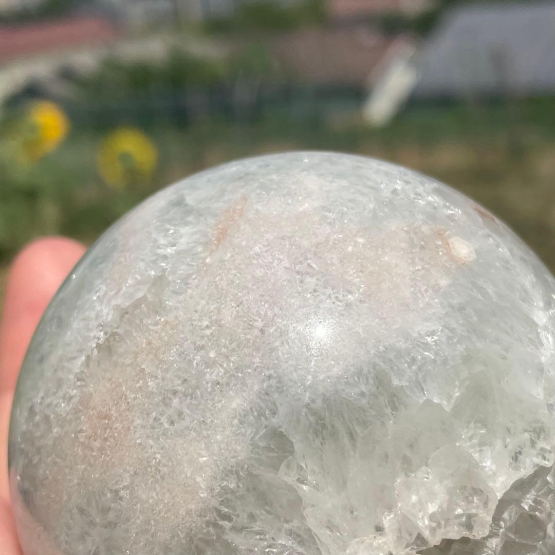 ★とても大きな子です★プラシオライト 桜瑪瑙共生 スフィア 天然石 置物