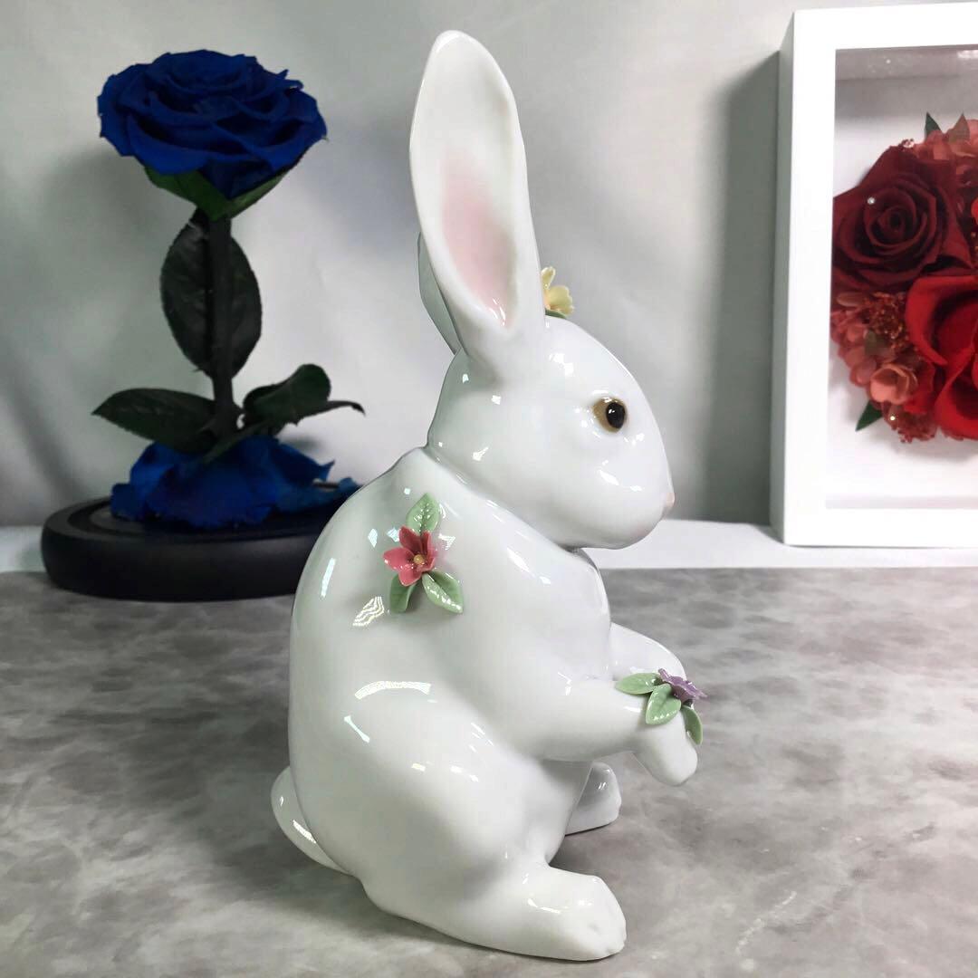 リヤドロ LLADRO 花飾りの白うさぎ フラワー ラビット ROEN joy