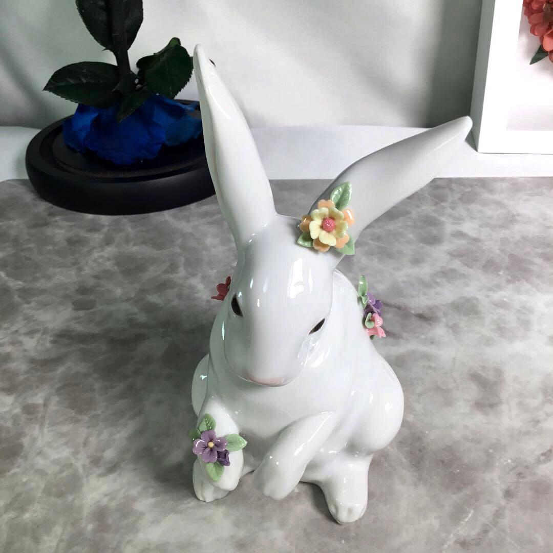 リヤドロ LLADRO 花飾りの白うさぎ フラワー ラビット ROEN joy
