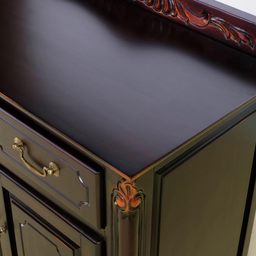 L 新品 アンティーク調 キャビネット 75 飾り棚 リビング収納 サイドボード