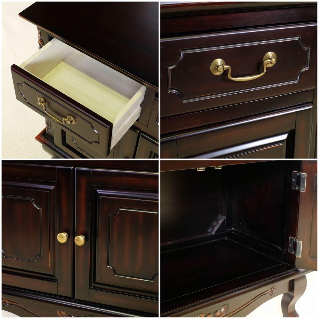 L 新品 アンティーク調 キャビネット 75 飾り棚 リビング収納 サイドボード