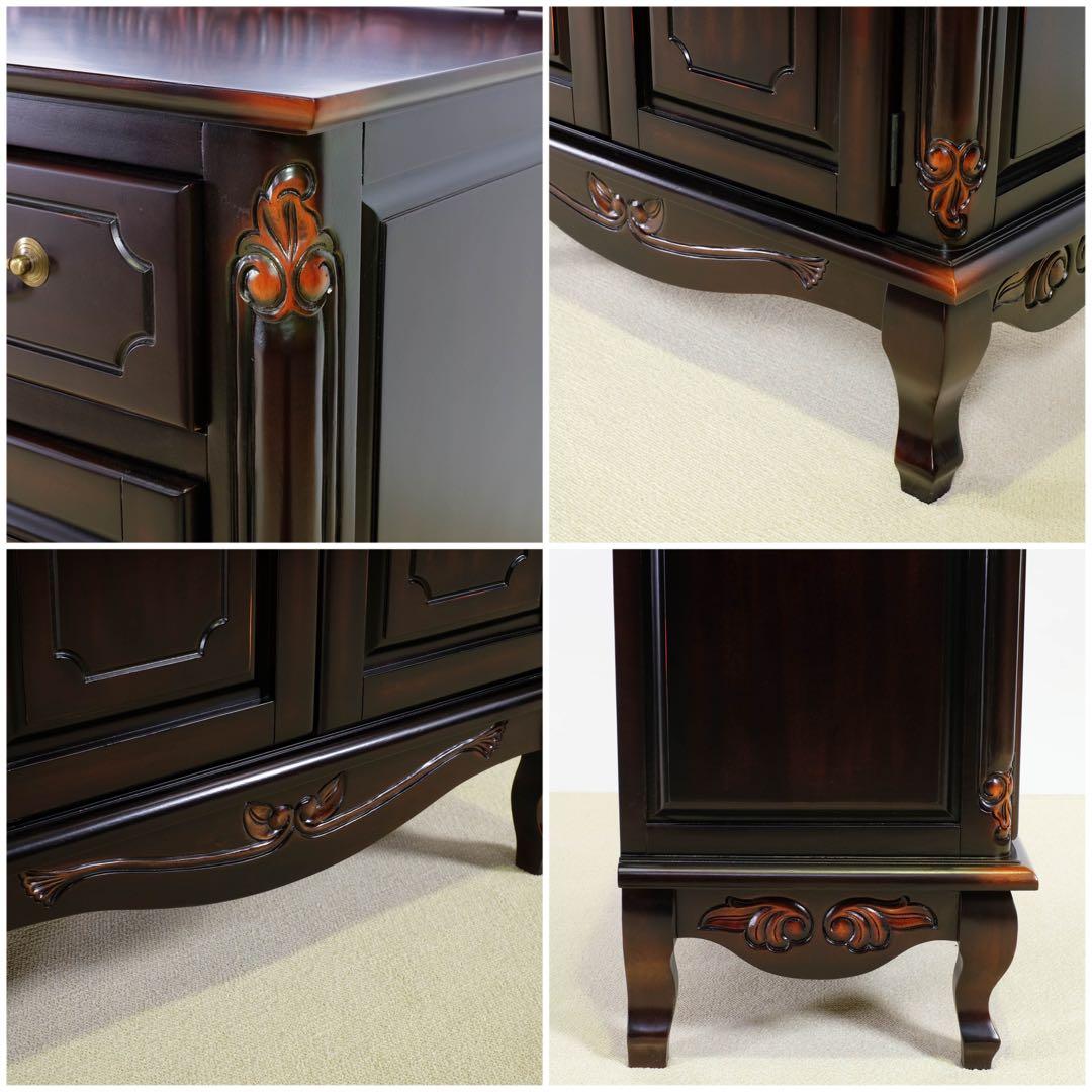 L 新品 アンティーク調 キャビネット 75 飾り棚 リビング収納 サイドボード