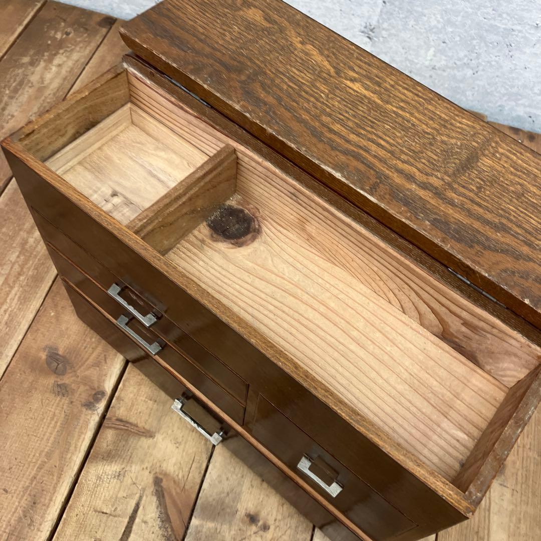 昭和レトロ 木製 古道具 裁縫箱 ミニタンス 小箪笥 4杯 小物入れ 小物