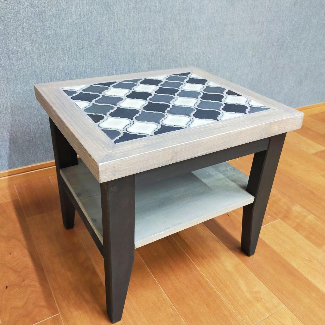 【新作】オシャレなランタンタイルの木製サイドテーブル ★ソファーに★ローテーブル