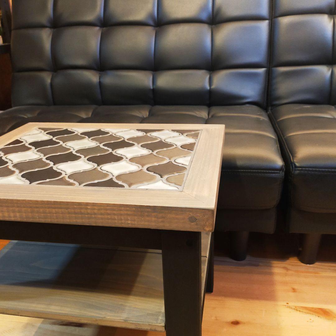 【新作】オシャレなランタンタイルの木製サイドテーブル ★ソファーに★ローテーブル