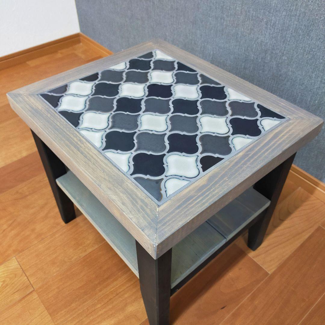 【新作】オシャレなランタンタイルの木製サイドテーブル ★ソファーに★ローテーブル