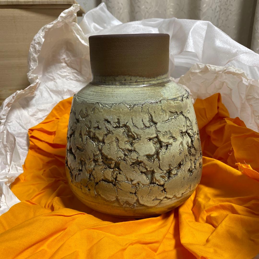花瓶　陶器　瀬戸　広末窯　作品　美品　フラワーベース　壺　置き物　匿名配送