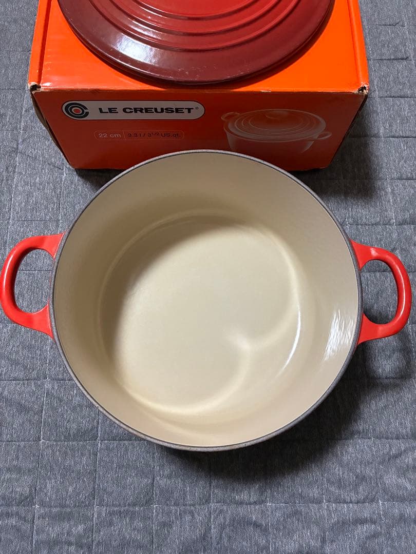 LE CREUSET 両手鍋 22cm 赤
