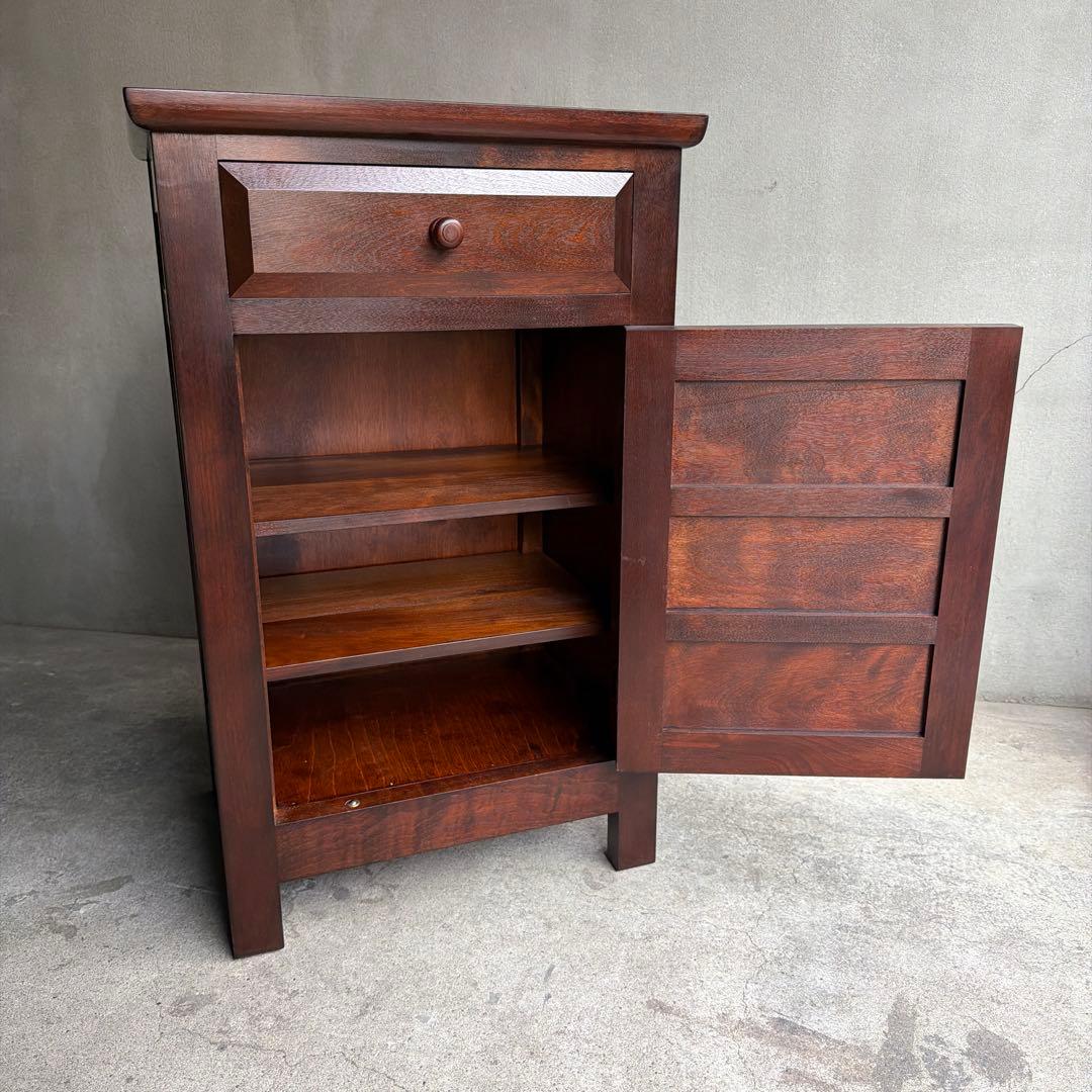 極美品 松本民芸家具 ミズメザクラ無垢材 C型電話台 キャビネット 天然