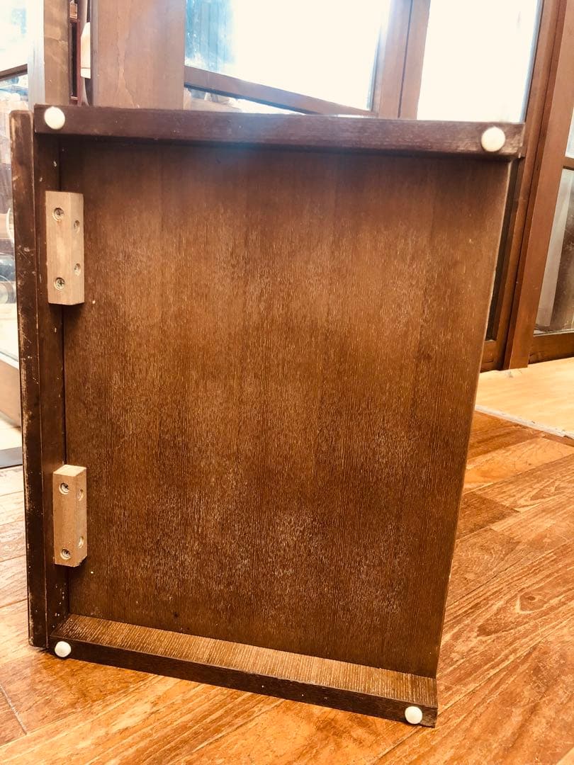 けやき 欅 引き出し4杯 レトロ ガラス 木製収納 シェルフ 民藝家具