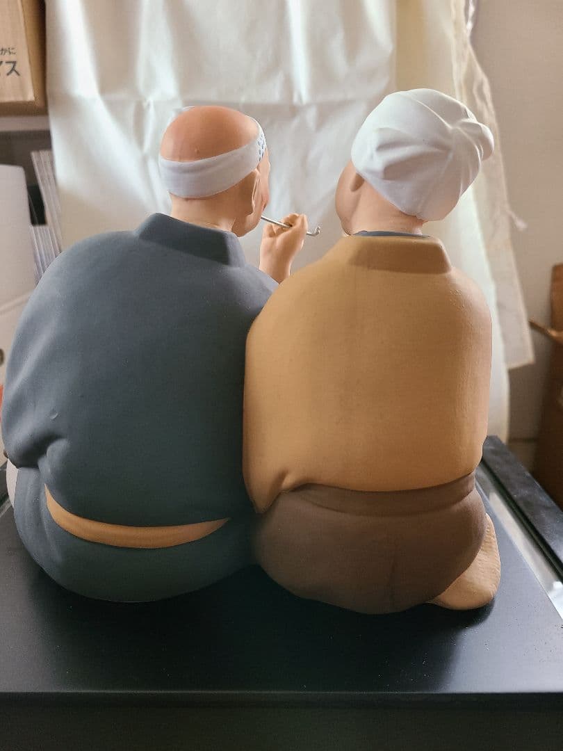 レア　吉徳大光　\"秋の陽\"　お爺様、お婆様の陶器製お人形　長寿の喜び　ケース付