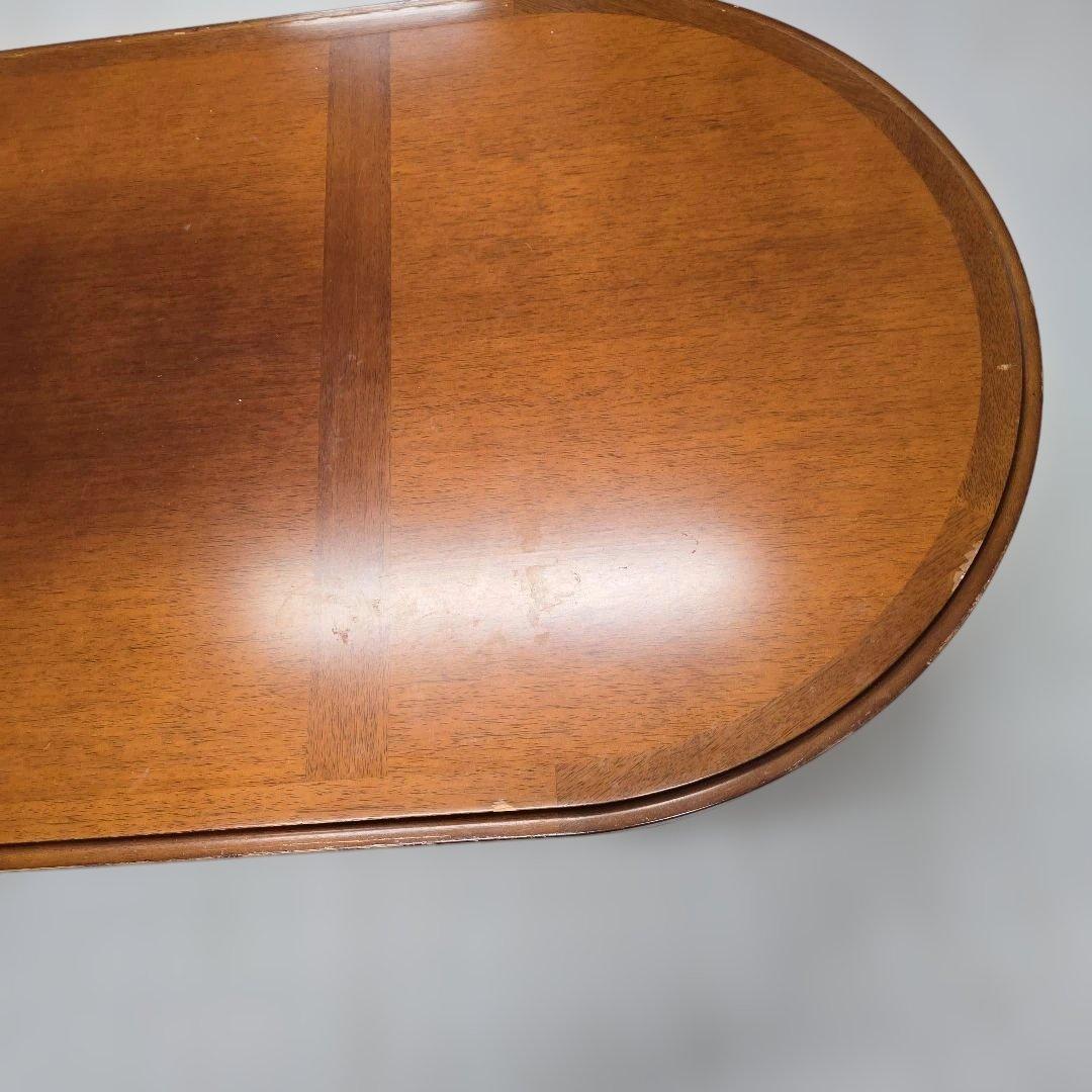 ブラウン 木製 楕円形 センターテーブル