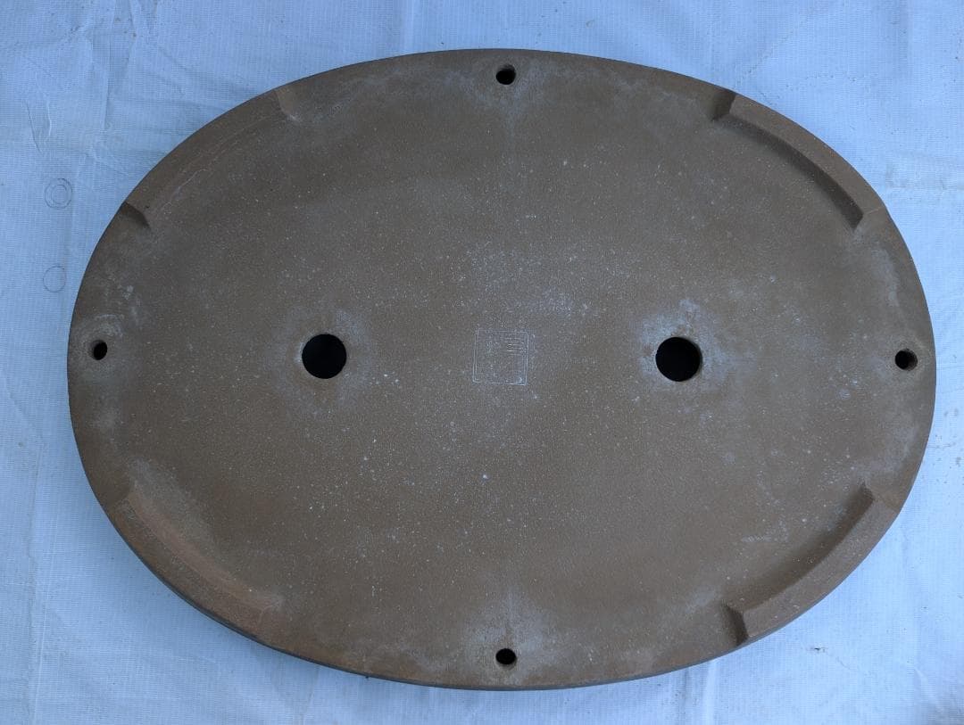 【喜仙造】大型楕円盆栽鉢 外寸57×43×高さ7cm 時代鉢