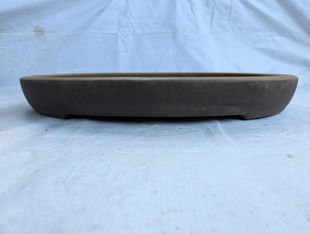 【喜仙造】大型楕円盆栽鉢 外寸57×43×高さ7cm 時代鉢