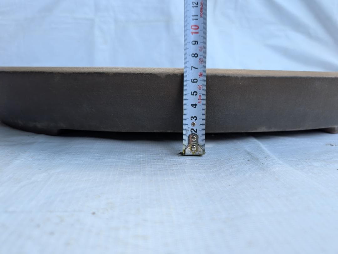 【喜仙造】大型楕円盆栽鉢 外寸57×43×高さ7cm 時代鉢