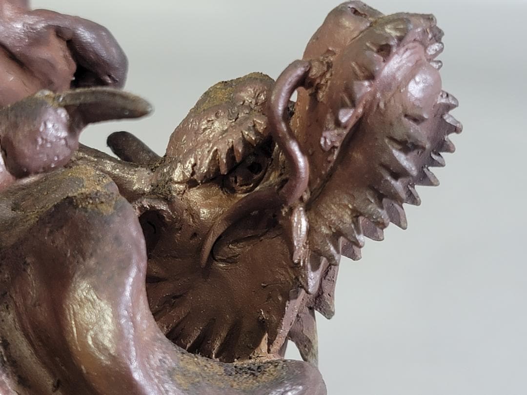 古い備前 雲龍 置物 時代箱 DT405