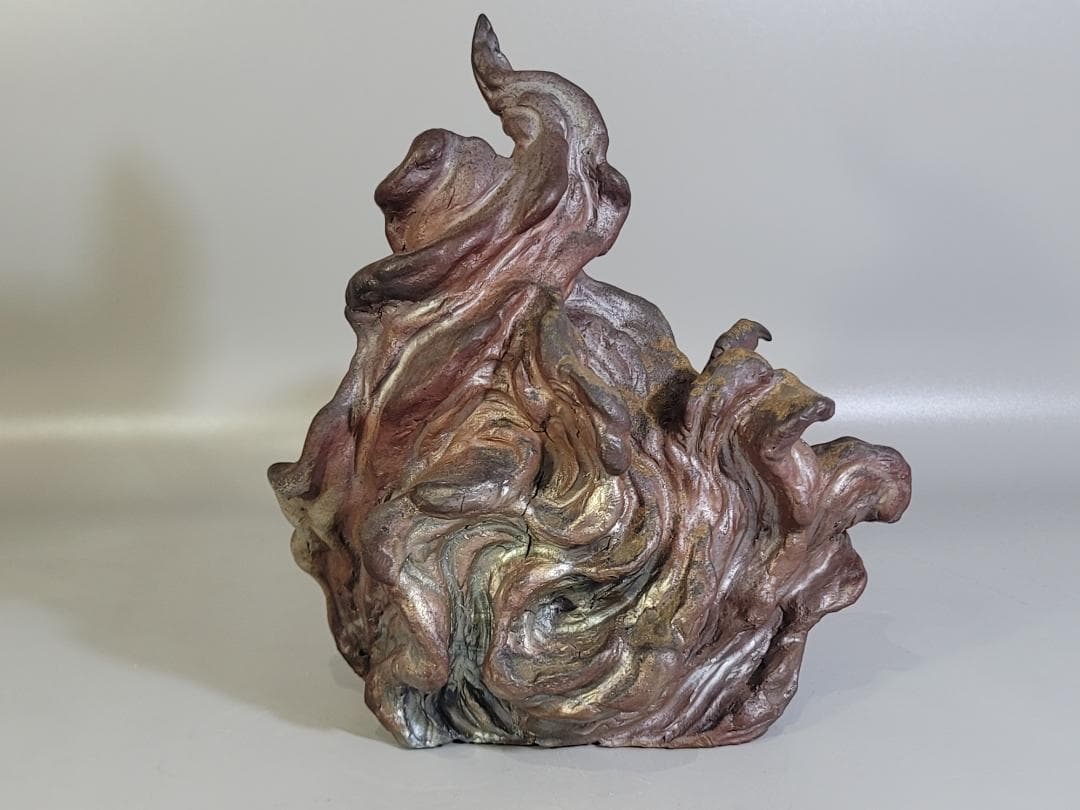 古い備前 雲龍 置物 時代箱 DT405