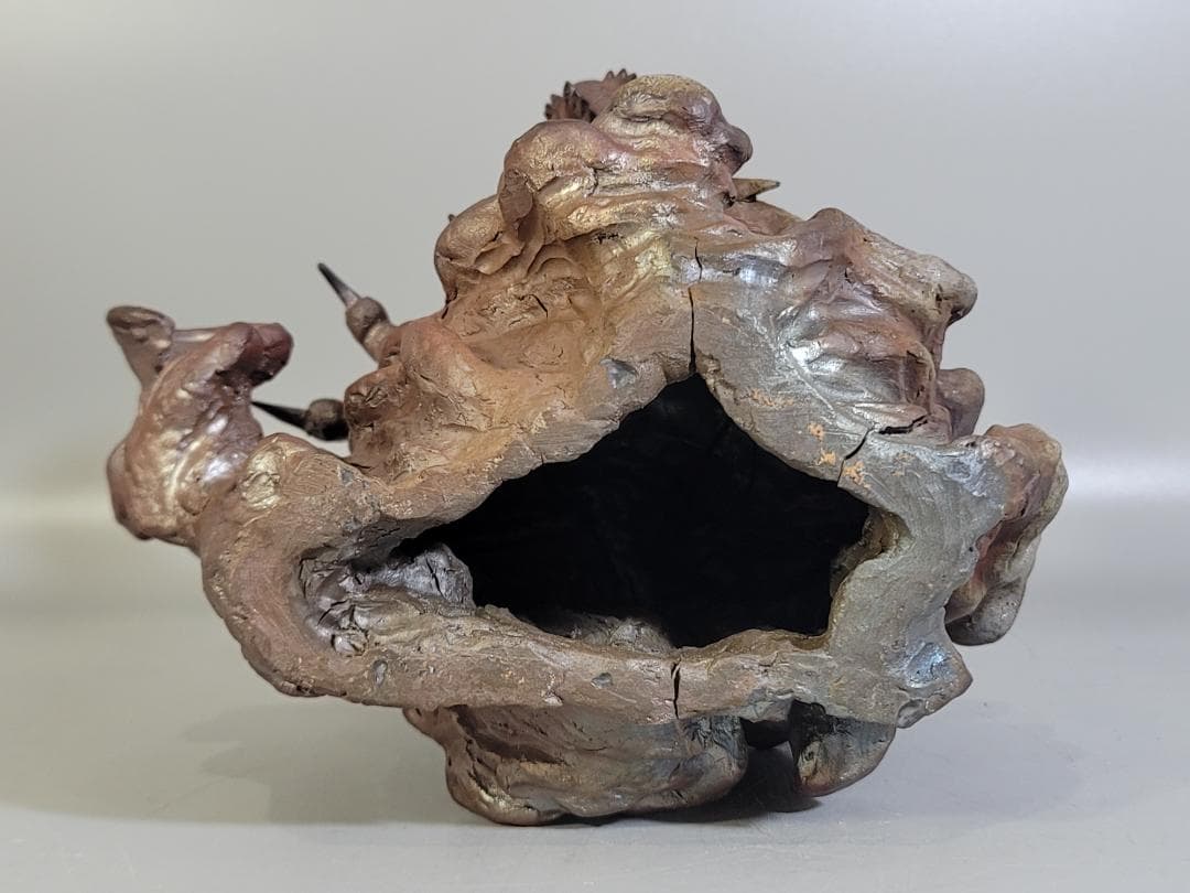 古い備前 雲龍 置物 時代箱 DT405