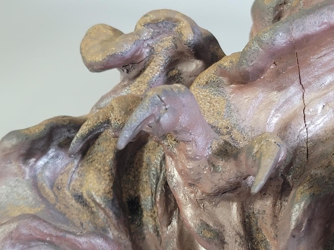 古い備前 雲龍 置物 時代箱 DT405