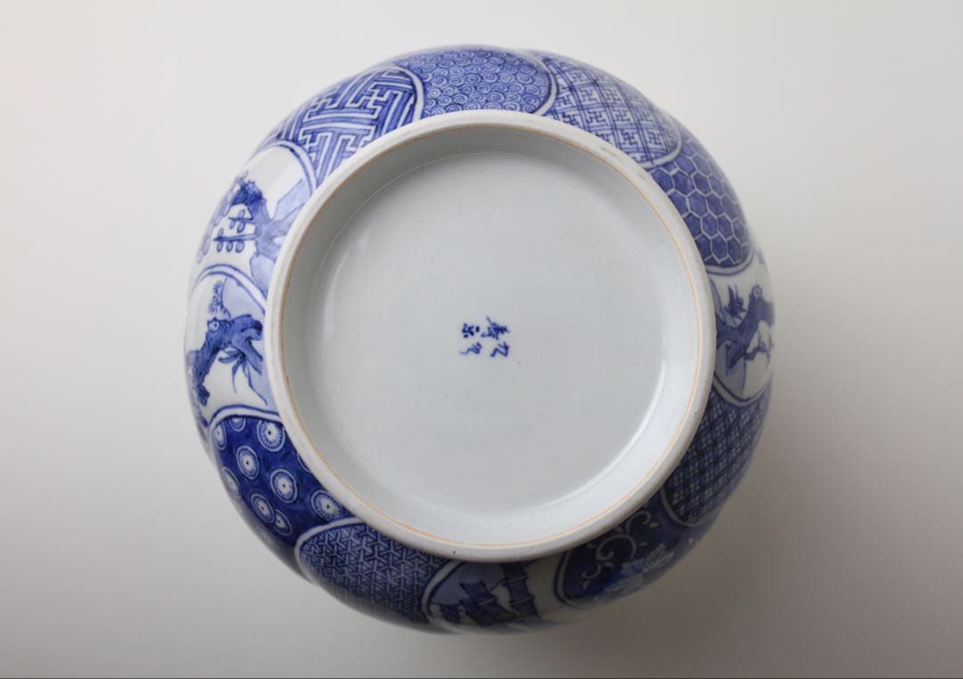 九谷焼　九谷寿楽　染付　祥瑞水指　茶道具　煎茶器　抹茶