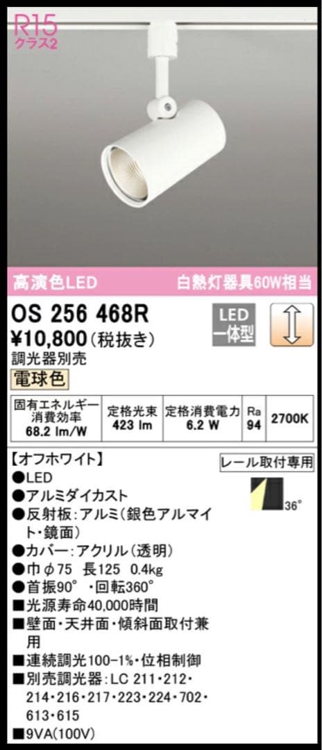 OS 256 468R LEDスポットライト ホワイト　3個セット