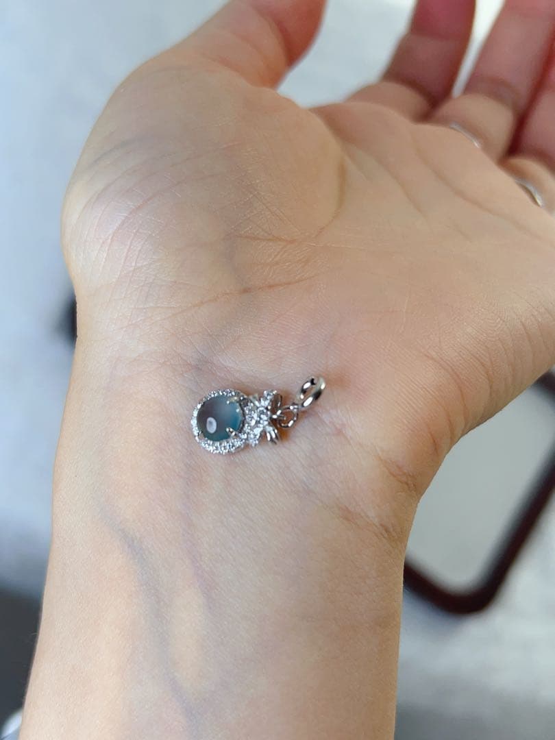 A貨天然本翡翠 ブルージェイダイト 青色 S925純銀ペンダント NGTC鑑定書