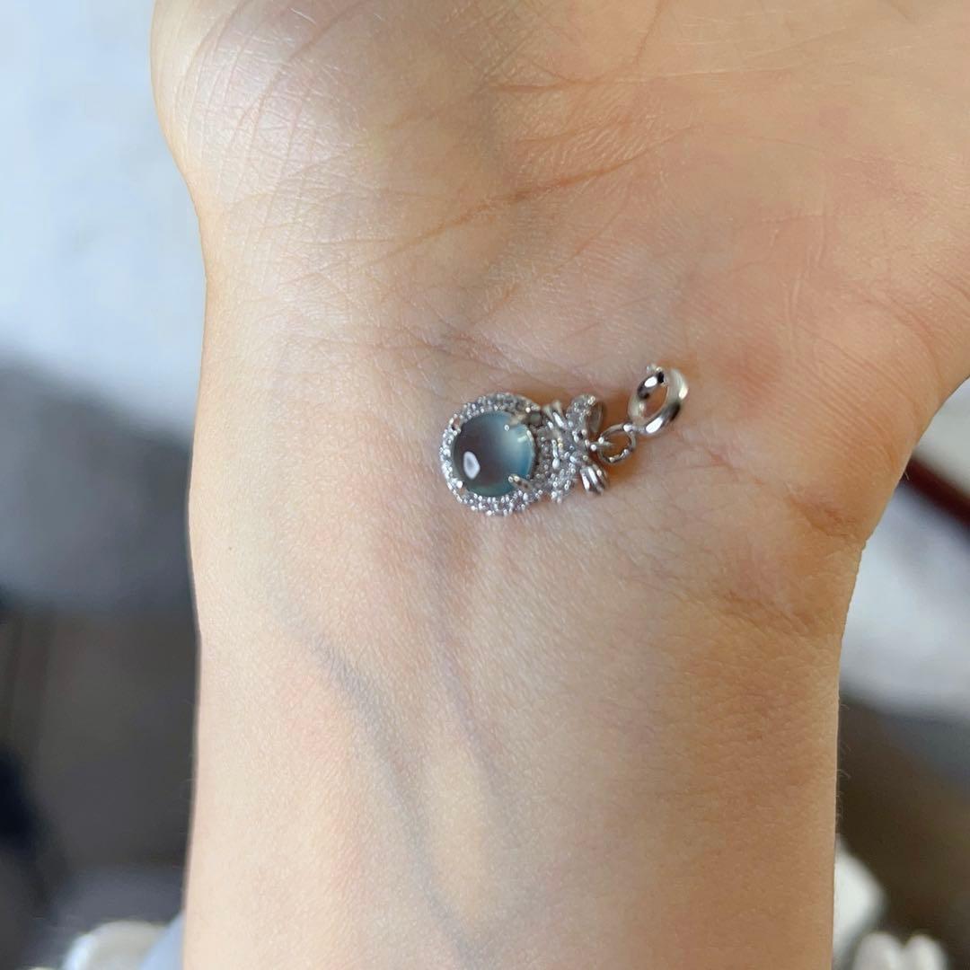 A貨天然本翡翠 ブルージェイダイト 青色 S925純銀ペンダント NGTC鑑定書