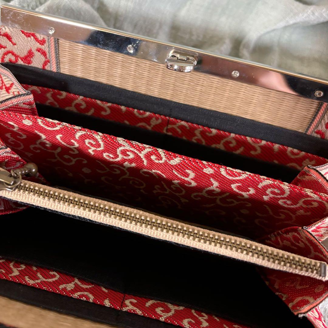 ハンドメイド　和風 畳がま口長財布　唐草　さくら　海外プレゼント