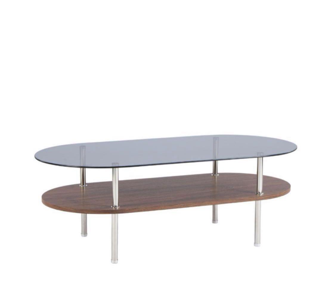 【新品未使用】オーバル型 ガラス センターテーブル ガラステーブル