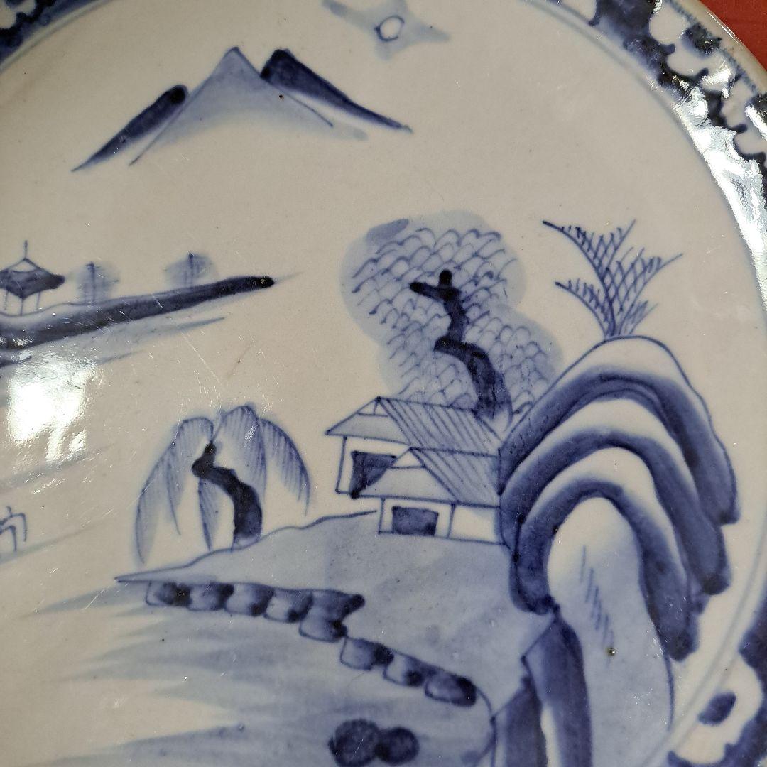 江戸中期 10寸皿 古伊万里染付 裏に吉(福)印有 30cm皿 - メルカリ