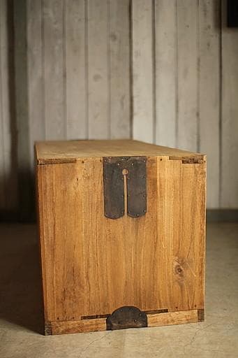 古い木製のガラス戸棚×ミラー付き戸棚×木製小引き出し　古家具　古民家　時代家具