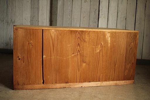 古い木製のガラス戸棚×ミラー付き戸棚×木製小引き出し　古家具　古民家　時代家具