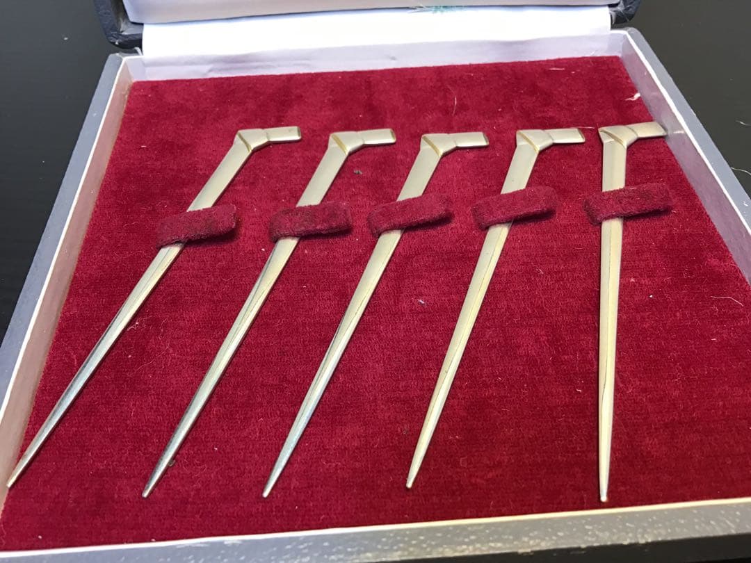 純銀 銀製品 菓子楊枝 菓子切リ 銀製刻印 5本セット 重さ約26 g
