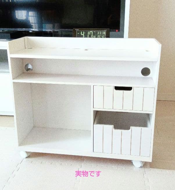 ディノス購入隠せるリビング整理ワゴンモバイル収納キャスターつき幅60cm