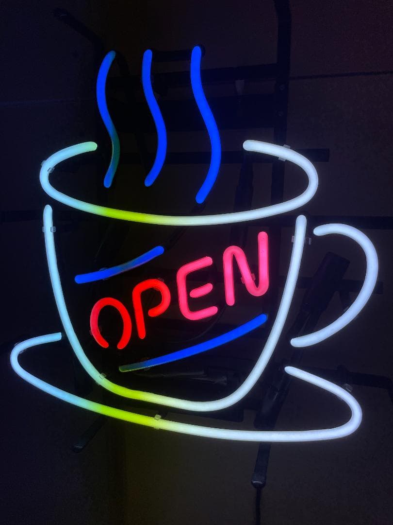 【期間限定特別価格】アメリカンネオンサイン コーヒーカップ OPEN ネオン管