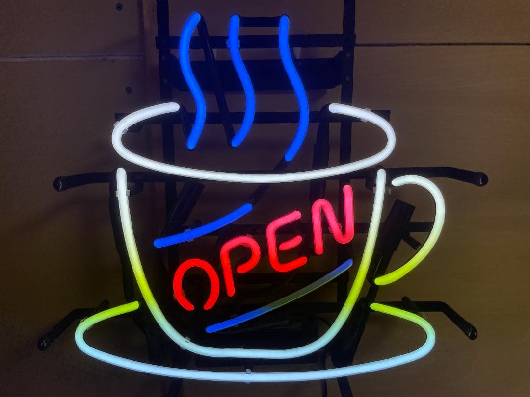 【期間限定特別価格】アメリカンネオンサイン コーヒーカップ OPEN ネオン管