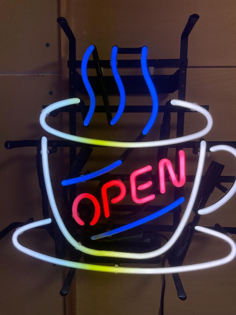 【期間限定特別価格】アメリカンネオンサイン コーヒーカップ OPEN ネオン管