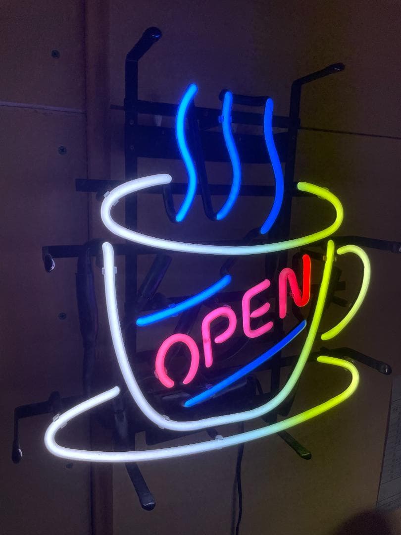 【期間限定特別価格】アメリカンネオンサイン コーヒーカップ OPEN ネオン管