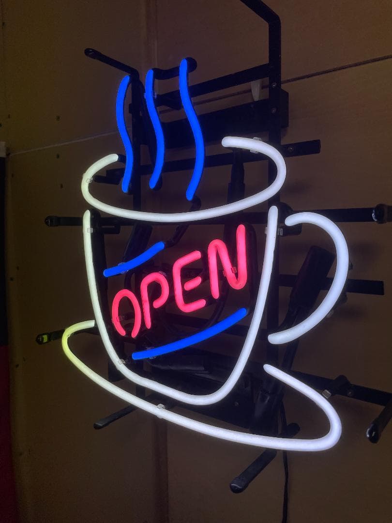【期間限定特別価格】アメリカンネオンサイン コーヒーカップ OPEN ネオン管