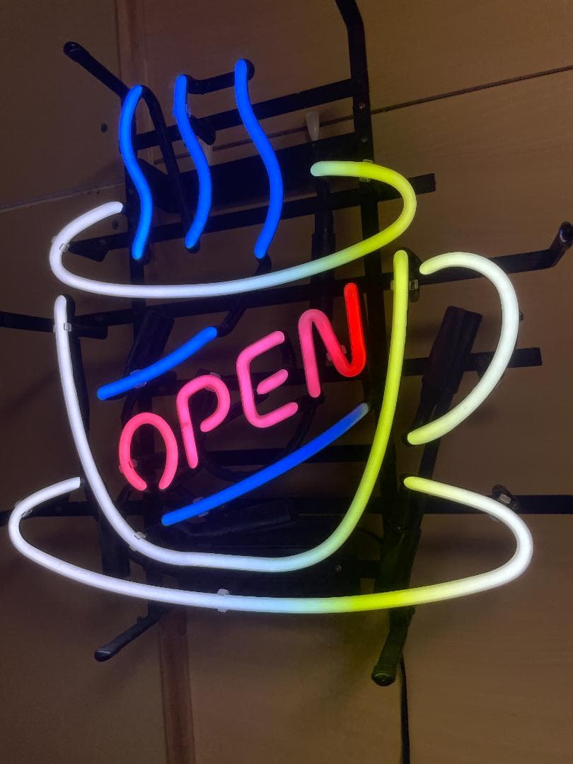 【期間限定特別価格】アメリカンネオンサイン コーヒーカップ OPEN ネオン管