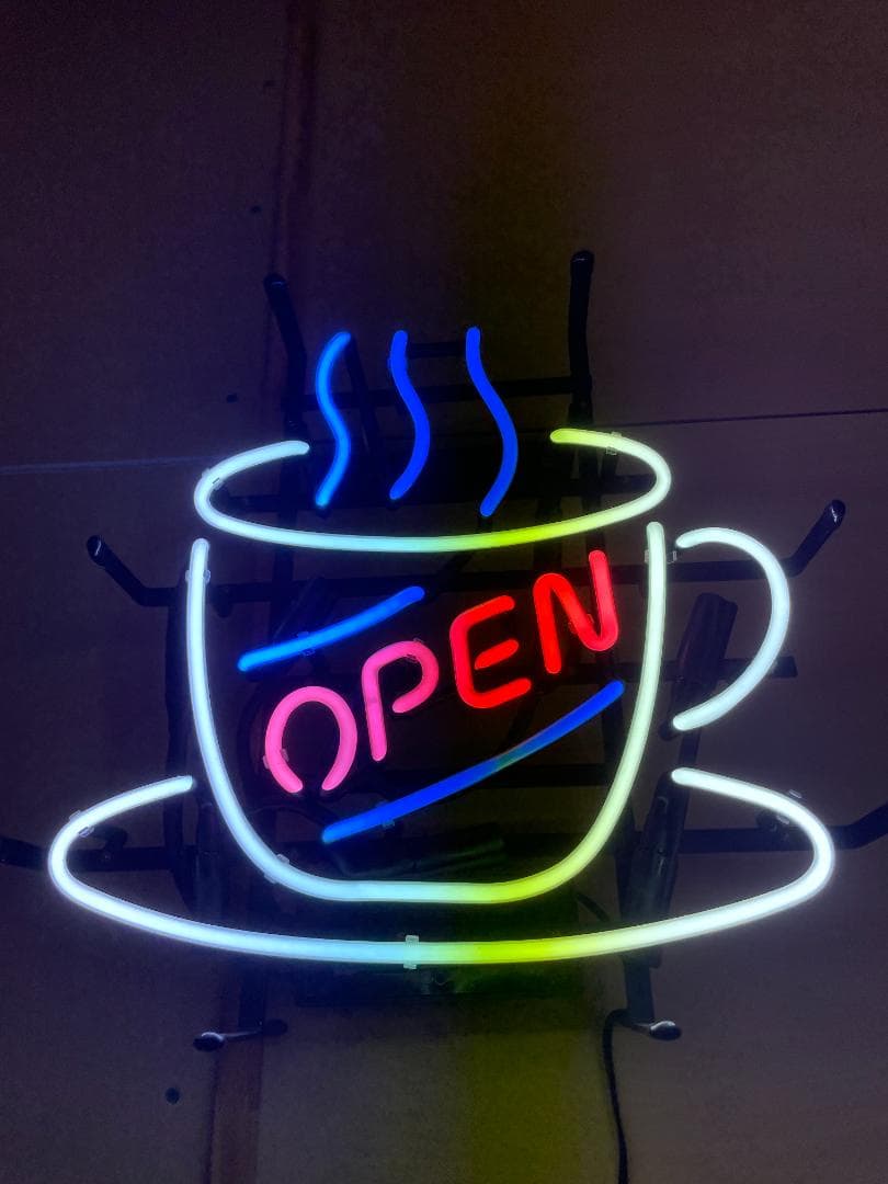 【期間限定特別価格】アメリカンネオンサイン コーヒーカップ OPEN ネオン管