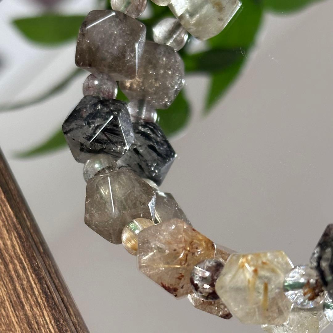 激レア【高品質】ガーデン ルチルクォーツ カット ブレスレット パワーストーン